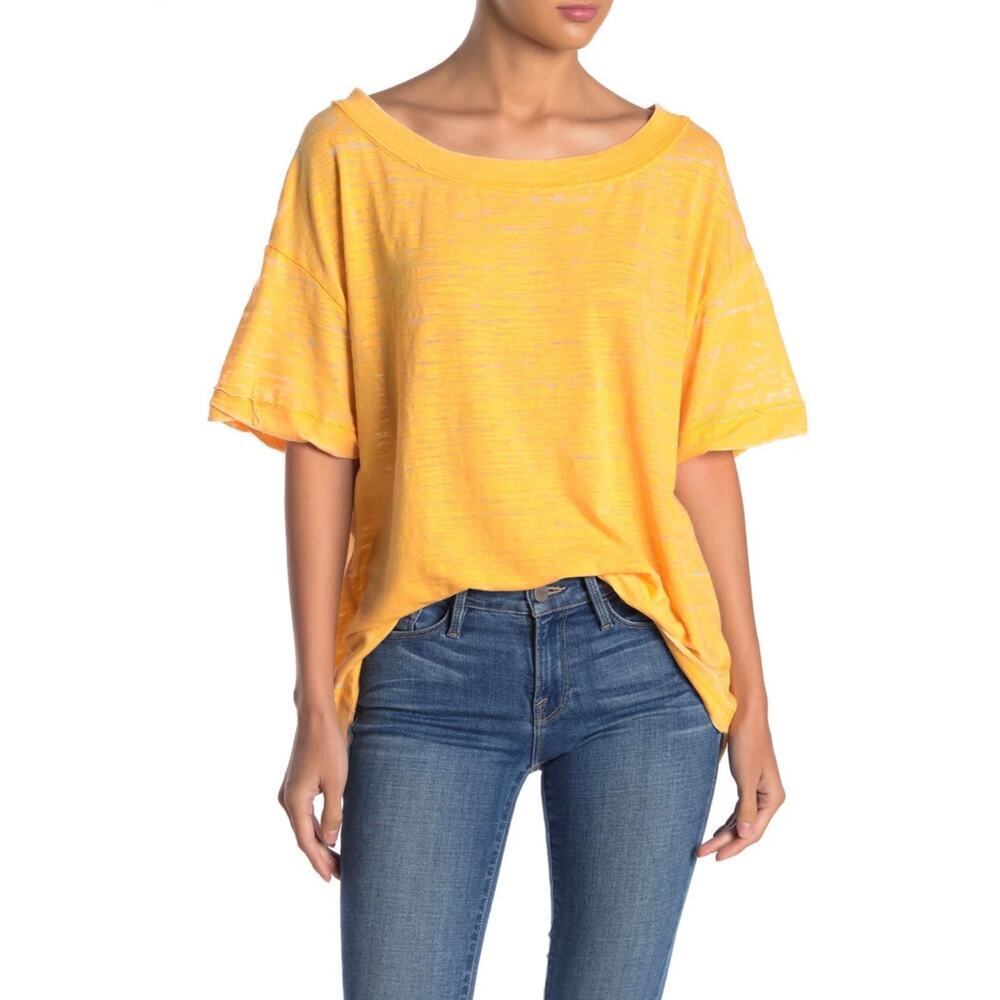 We The Free Viola Mango Orange Oversized T-Shirt Open Back Size XS